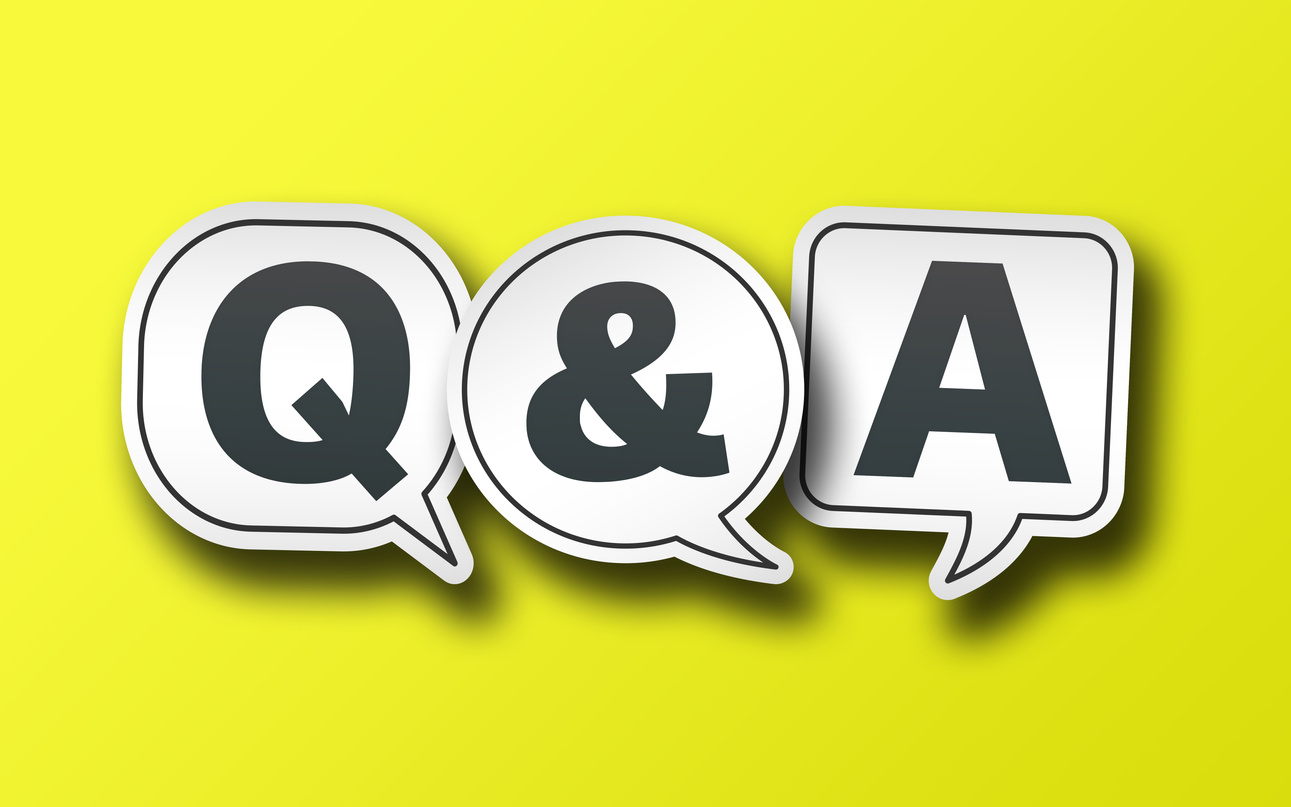 Speech Bubbles with Q and a on Solid Yellow Background